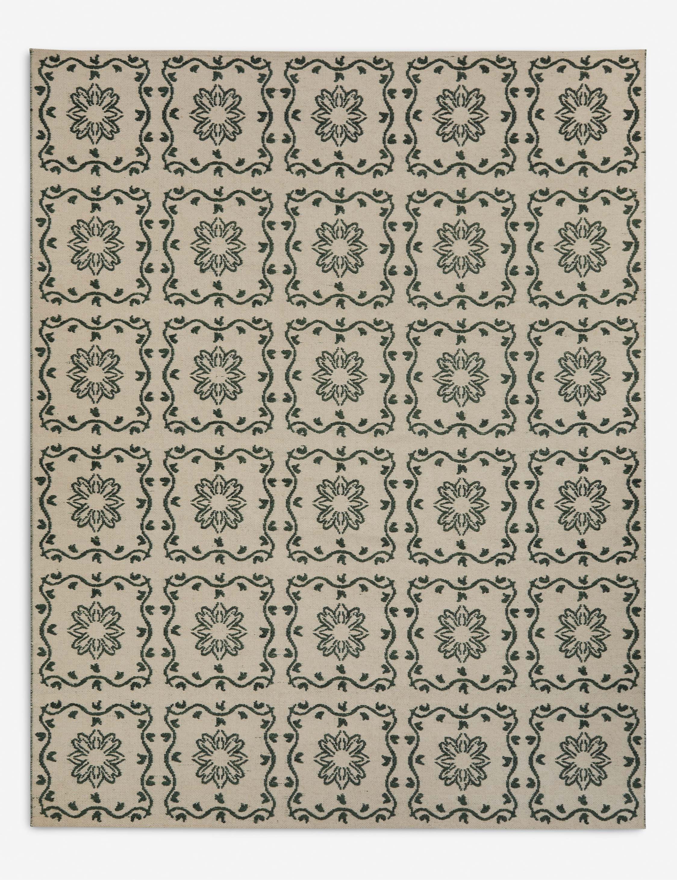 Halstead Indoor / Outdoor Rug Swatch, Ivory and Emerald - Image 3