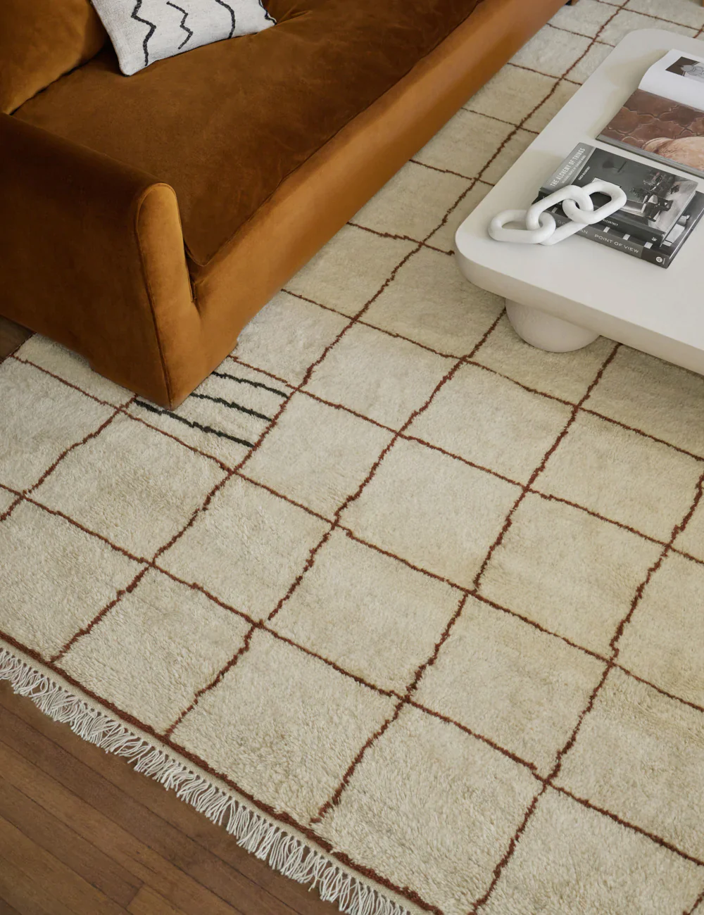 Irregular Grid Hand-Knotted Wool Rug by Sarah Sherman Samuel - Image 6