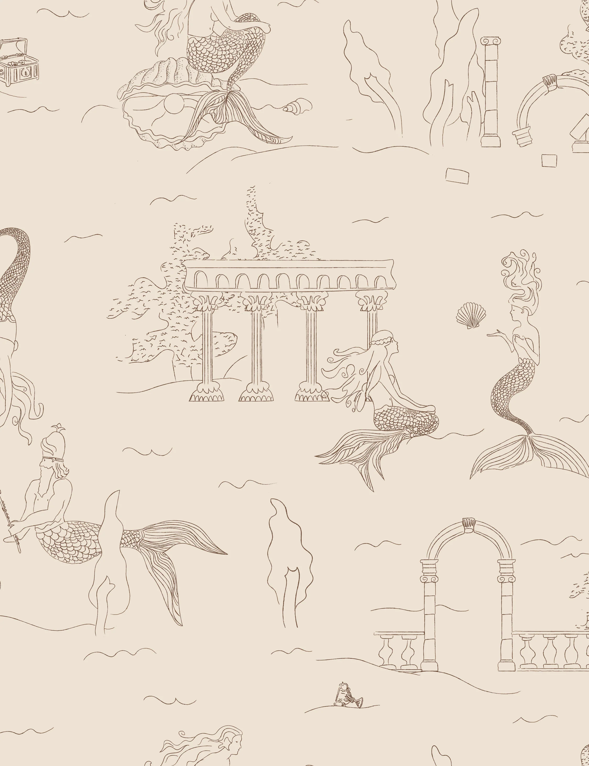 Mermaid Toile Wallpaper by Sarah Sherman Samuel - Image 5