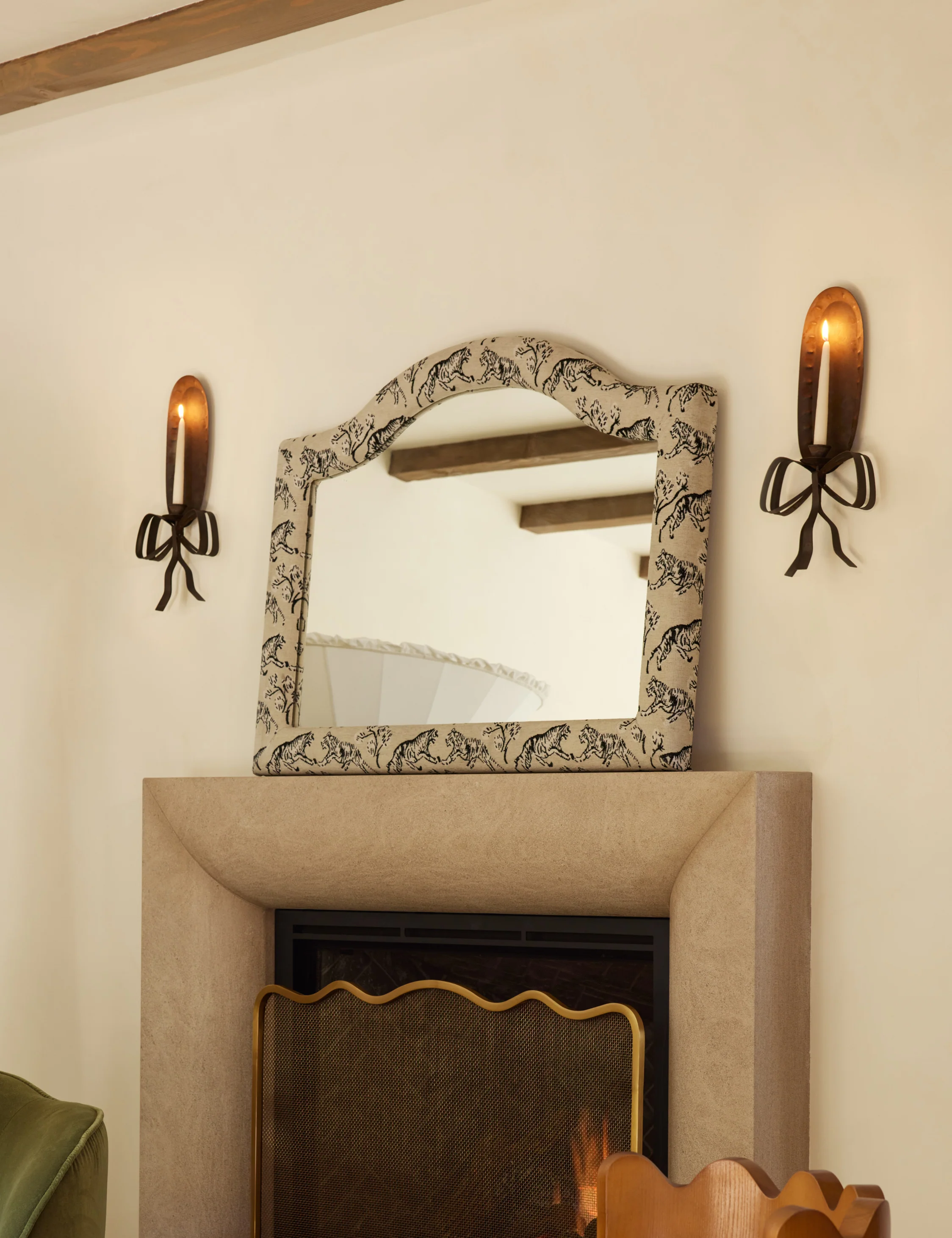Tiger Upholstered Mantel Mirror by Sarah Sherman Samuel - Image 8